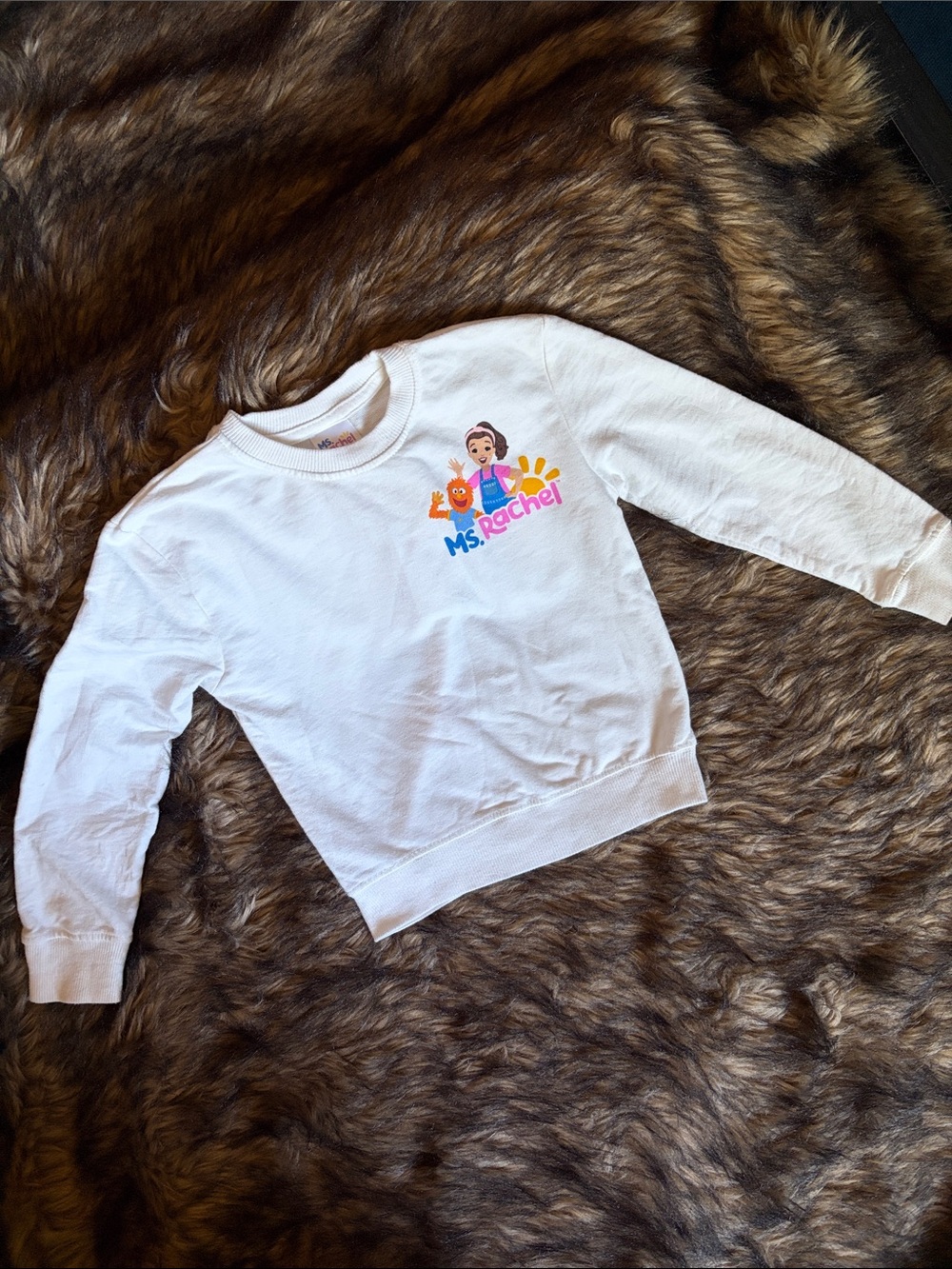 Ms. Rachel Toddler Girls Graphic Sweatshirt White Long Sleeve Pullover 4T